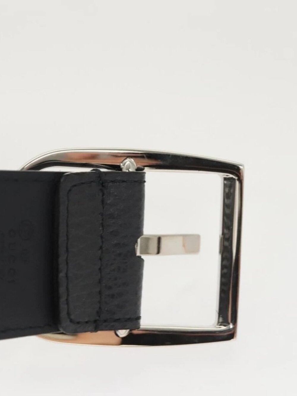 GUCCI Belt Leather Outlet 38.2" Navy Silver 449716 Auth 123067 - Picture 7 of 11